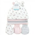 thumbnail image 2 of Hudson Baby Infant Girl Cotton Cap and Scratch Mitten Set, Pink Gray Floral, 0-6 Months, 2 of 6