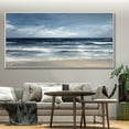 thumbnail image 4 of Large White Ocean Wave Abstract Oil Painting Blue Ocean Minimalist Painting On Canvas Large Blue Sky Painting Original Beach Seascape Wall Art,Unstretched,Frameless,(61*122cm)24*48Inches, 4 of 5