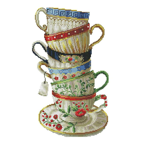 de taza de café para proyeo de costura DIY para chicas adolescentes 28 × 42cm 14 Zulema Kits de punto de cruz estampado