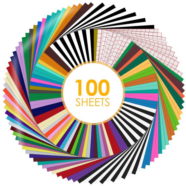 Juego de láminas de vinilo HTVRONT Permanent para Cricut, paquete de 100