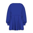 thumbnail image 3 of Womens Oversized Sweatshirt Dress Long Flowy Patchwork Pullover Tops Cute Drop Shoulder Sweatshirts Fall Long Sleeve Mini Dress Teen Girls Crewneck Solid Tunic Pleated Loose Clothing Beig, 3 of 5