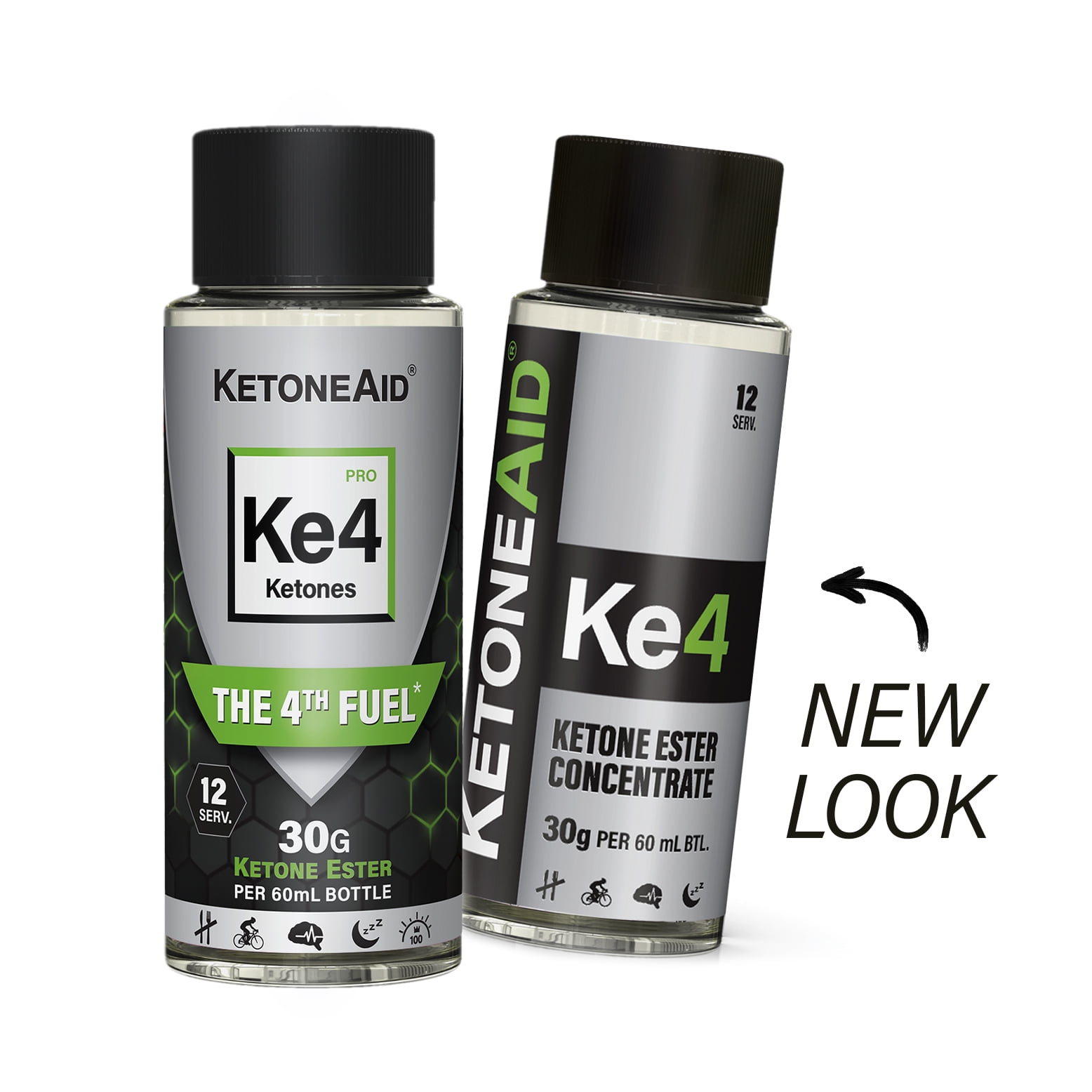KetoneAid Ke4 Ketone Ester Concentrate, 12 Pack, 144 Serv., 60mL, Zero Carb, Keto Not Required