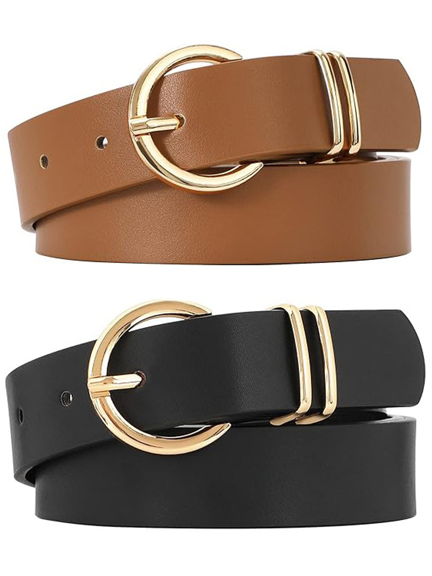 SENDEFN Women's Leather Belts, 2-Pack