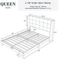Allewie Queen Size Platform Bed with Wingback Fabric Upholstered Square