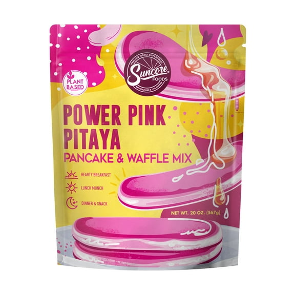 Suncore Foods Power Pink Pitaya Pancake & Waffle Powder Mix, 20oz, Baking Mix