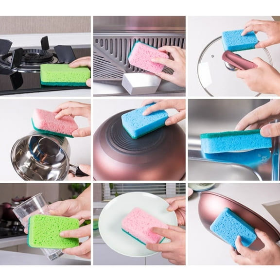 TaTaai 32Pcs Non-Scratch Scrub Double-Side Sponges - Sponge for Dishes and Washing Dishes, Cleaning Tools for Kitchen Home and More