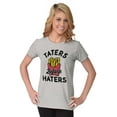 thumbnail image 3 of Taters Before Haters French Fries Womens Fitted Plus Size Graphic Tee Brisco Brands 2X, 3 of 5