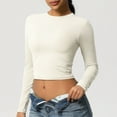 thumbnail image 3 of Dagugfen Workout Tops for Women Stretch Long Sleeve Crop Tops Tight Athletic Sports Yoga Running Shirts, 3 of 8