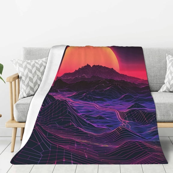 Neon Valley Cyber Future (6) Throw Blanket for Stylish Warm Winter Cabin Ultra-Soft Micro Fleece Blanket, Premium Microfiber, Silky Soft, Plush, Warm and Lightweight for Couch, Sofa, Bed - 50"X40"