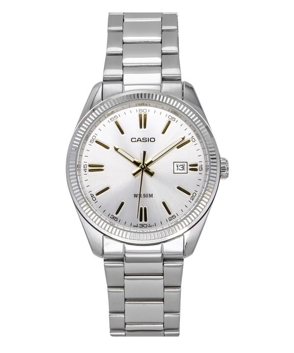 Casio Men's Silver Watch, Day and Date, Stainless Steel, Quartz