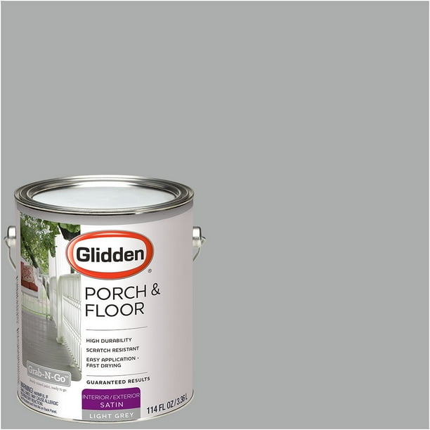Glidden Porch & Floor GrabNGo Interior/Exterior Paint and Primer, Light Grey, 1 Gallon, Satin