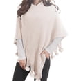 thumbnail image 2 of MSJUHEG Kimonos,Poncho Sweater Women,Cape Coat,Shawl Wraps,Wrap Cardigan,Cape Fringe Horn Buckle Irregular Double Fringe Cape Warm and Thick Beige One Size, 2 of 7