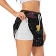 thumbnail image 2 of Bixox Women's Galaxy pattern 2 in 1 Running Shorts - Lightweight Athletic Workout Gym Yoga Shorts Liner with Pockets - Large, 2 of 7