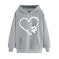 thumbnail image 2 of Antqov Hoodies for Women, Pullover Heart Dog Paw Printed Drawstring Sweatshirts with Pocket, Daily Comfortable Lightweight Blouse, 2 of 5