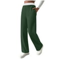 thumbnail image 3 of Oksale Straight Leg Yoga Pants for Women Fuzzy Fleece Lined Winter Warm Wide Leg Pants with Pockets High Waisted Soft Cozy Fashion Trousers Green S, 3 of 10