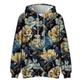 thumbnail image 3 of Men's Loose Flowers Printed Hooded Sweatshirt Men's Casual Fashion Sports Sweatshirt 4XL, 3 of 4