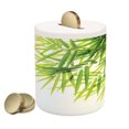 thumbnail image 1 of Bamboo Print Piggy Bank, Bamboo Leaf Illustration for Wellbeing Health Fresh Purity Tranquil Art, Ceramic Coin Bank Money Box for Cash Saving, 3.6" X 3.2", Green White, by Ambesonne, 1 of 4