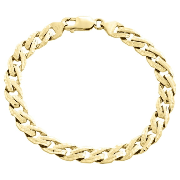 10K Yellow Gold Solid Fancy Link 7.75mm Brushed Matte Texture Mens Bracelet 8.5"