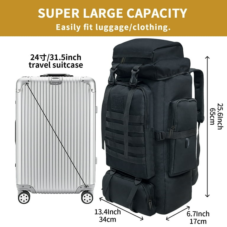 Vaupan 80L Large Capacity Hiking Backpack, Waterproof Camping Rucksack, Black - Walmart.com Vaupan 80L Large Capacity Hiking Backpack, Waterproof Camping Rucksack, Black - Walmart.com