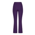 thumbnail image 3 of MIUOWANP Women's High Waist Yoga Pants with Pockets Solid Color Hip Lift Slim Fit Sports and Fitness Flare Pants Size XXXXL(16)Purple, 3 of 4