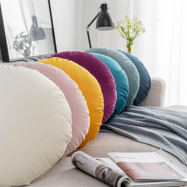 Solid Color Round Throw Pillow Cover Round Pillow Sham for Home