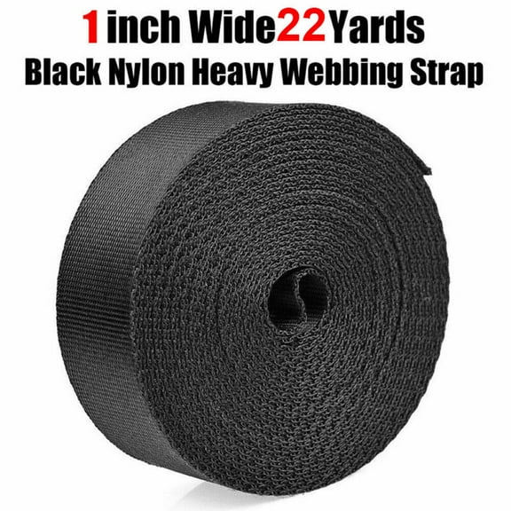 22 Yards 1 Inch Wide Black Nylon Heavy Duty Webbing Strap DIY for Bags Hammocks