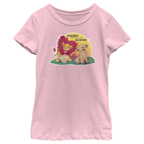 Girl's Lion King Nala and Simba You Are My Valentine  Graphic Tee Light Pink Large