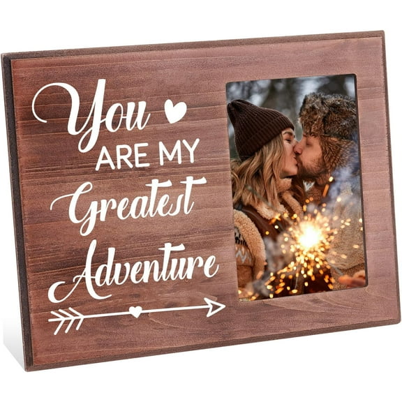 You are My Greatest Adventure Picture Frame 4x6 inch Romantic Love Photo Frame Hanging/Tabletop Rustic Wooden Engagement Gifts Frame for Couples Lovers Boyfriend Girlfriend Anniversary 1pc