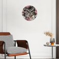 thumbnail image 2 of 12 Inch Wall Clock Battery Operated Silent Clock Decorative for Office, Kitchen, Outdoor, Living Room，Gray with White Cat and Flowers Illustration, 2 of 4