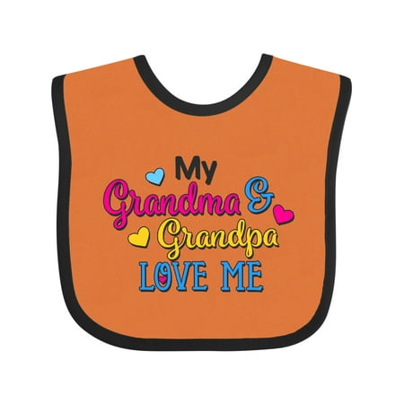 

Inktastic My Grandma and Grandpa Love Me with Hearts Gift Baby Boy or Baby Girl Bib