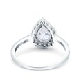 thumbnail image 3 of Simulated Cubic Zirconia Size-5 Teardrop Halo Art Deco Pear Wedding Engagement Ring 925 Sterling Silver, 3 of 7