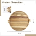 thumbnail image 5 of Round Acacia Wood Serving Tray, 14.96 x 13.39 in Rustic Kitchen Charcuterie Board, Cheese Board with Handles, Pizza & Snack Platter Decorative Coffee Table Platter, Home Decor Accent, 5 of 6