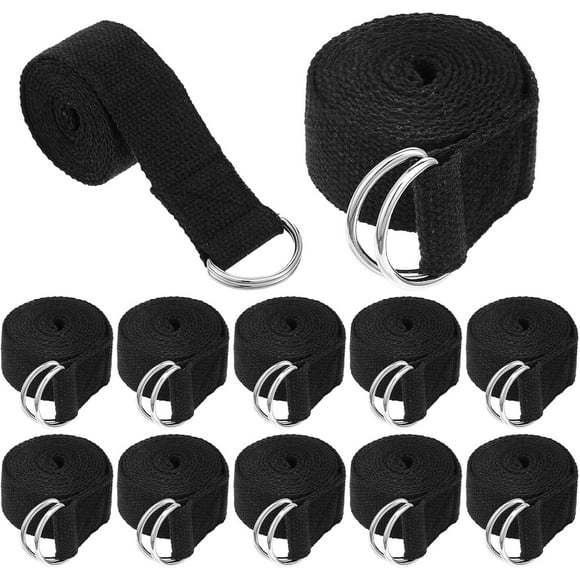 12 Pcs Yoga Strap, Non-Elastic Stretching Strap Yoga Straps for Stretching Bulk 6ft Exercise Stretch Band with Metal D Ring, Adjustable Stretch Belt for Women Men Pilates, Gymnastics, Dance