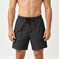 thumbnail image 4 of Besolor Mens Shorts Summer Travel Casual Loose Quick Dry Workout Running Drawstring Elastic Waist Wide Leg Shorts with Zipper Pockets(XX-Large,Black), 4 of 5