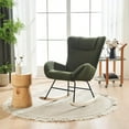thumbnail image 4 of LuxyHoom Nursery Rocking Chair, Modern Teddy Fabric Upholstered Glider Rocker with High Backrest Armrests Armchair, Rocking Accent Chair for Baby Nursery, Living Room, Bedroom (Green), 4 of 13
