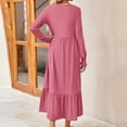 thumbnail image 4 of Dwaogom Women's Casual Solid Color Long Sleeved Pleated Large Dress Plus Size Dress Dress Clubs Dresses, 4 of 4