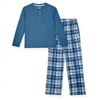 Sleep On It Boys 2-Piece Fleece Plaid Pajama Sets, Blue & White Pajama Sets for Boys, Size S (6/7)
