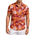 thumbnail image 2 of QHRMKOG Mens Hawaiian Shirt Loose Fit Print Short Sleeve Beach Shirt Breathable Tropical Holiday Button Down Hawaiian Shirts Summer Casual Tops Red 2XL, 2 of 6