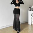 thumbnail image 5 of High-waisted Mesh Skirt Women Maxi Skirt Elastic High Waist Mesh Long Skirt Hip Wrapped See-through Gauze Cover Slim Skirt Daily Wear, 5 of 8
