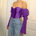 thumbnail image 5 of Odeerbi Off Shoulder Corset Tops with Sleeves for Women 2025 Fashion Plus Size Boned Corsets Long Sleeve Solid Sexy Underwear Shapewear Purple, 5 of 6