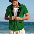 thumbnail image 6 of Qzwdhjm Mens St Patrick's Day Tuxedo T-Shirt Shamrock Button Down Shirt Irish Printed Lapel Collar Tops Hawaiian Short Sleeves Shirts, 6 of 9