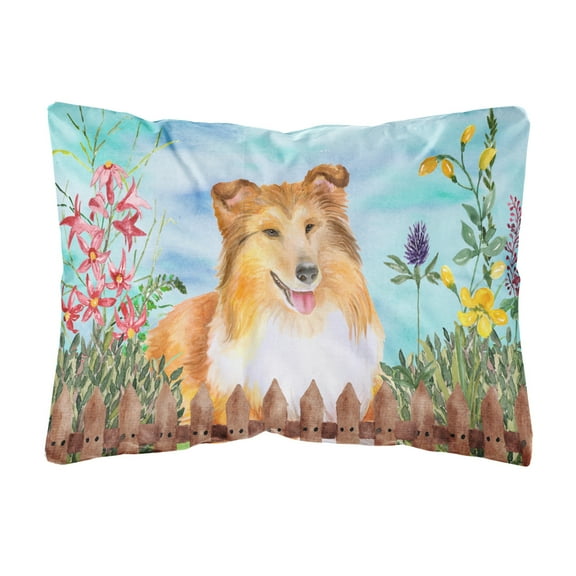 Carolines Treasures CK1282PW1216 Sheltie Spring Canvas Fabric Decorative Pillow  12H x16W multicolor