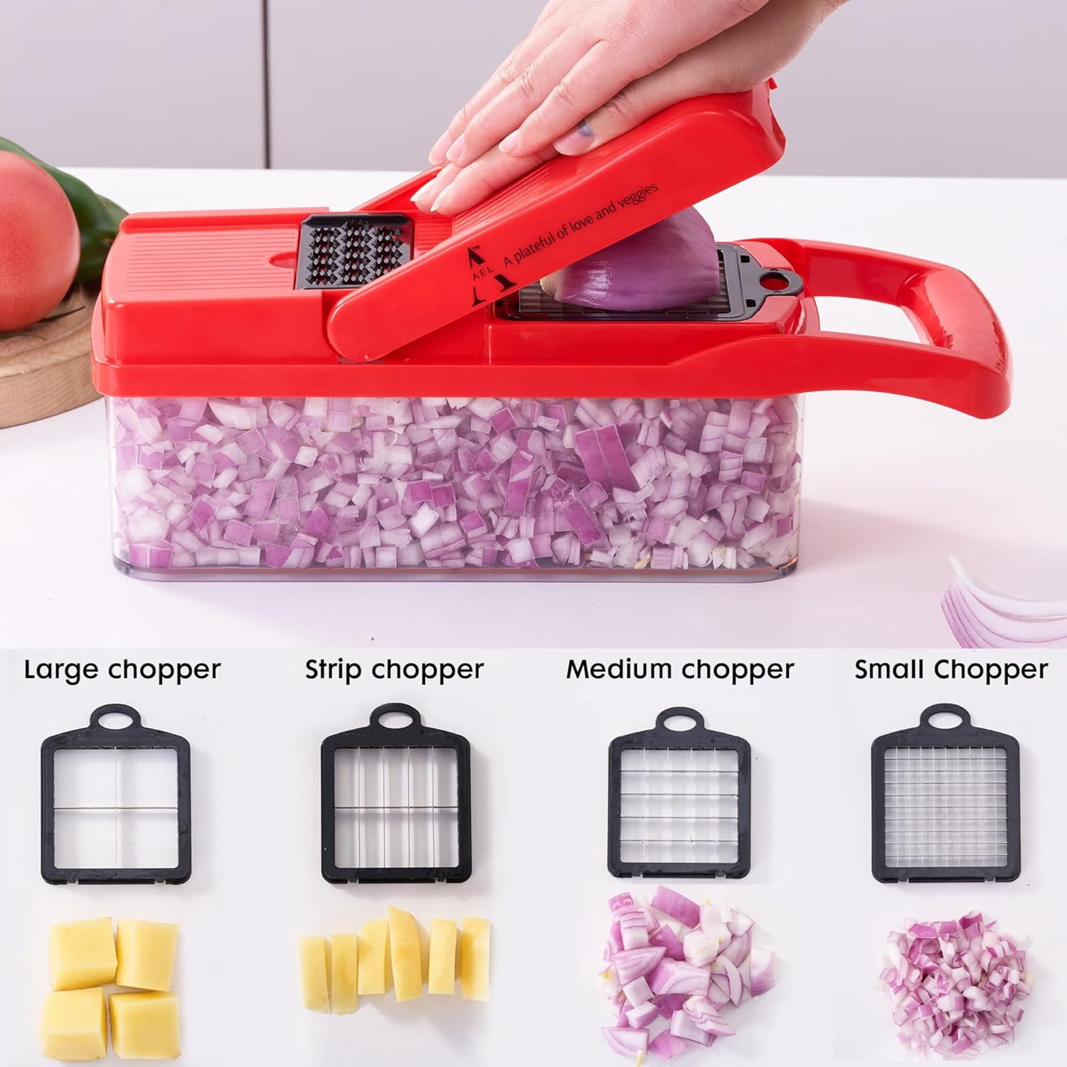 FANGNISN Vegetable Chopper Onion Cutter with Container, Mandoline Slicer Food Chopper Veggie Dicer with 7 Blades for Carrot Potato Home Kitchen Gadget