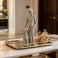 thumbnail image 5 of Cheapark 96、Animal Resin Statue Human and Dog Tabletop Sculpture Art Craft for Office Living Room Rustic Home Ornament Display, 5 of 7