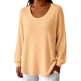 thumbnail image 2 of ZDNIXIAN Crewneck Sweaters for Women, Long Sleeve Ribbed Cuff Loose Fit Knit Pullover Jumper, Soft Stretchy Casual Knit Tops, Lightweight Oversized Sweater Shirts, 2 of 5