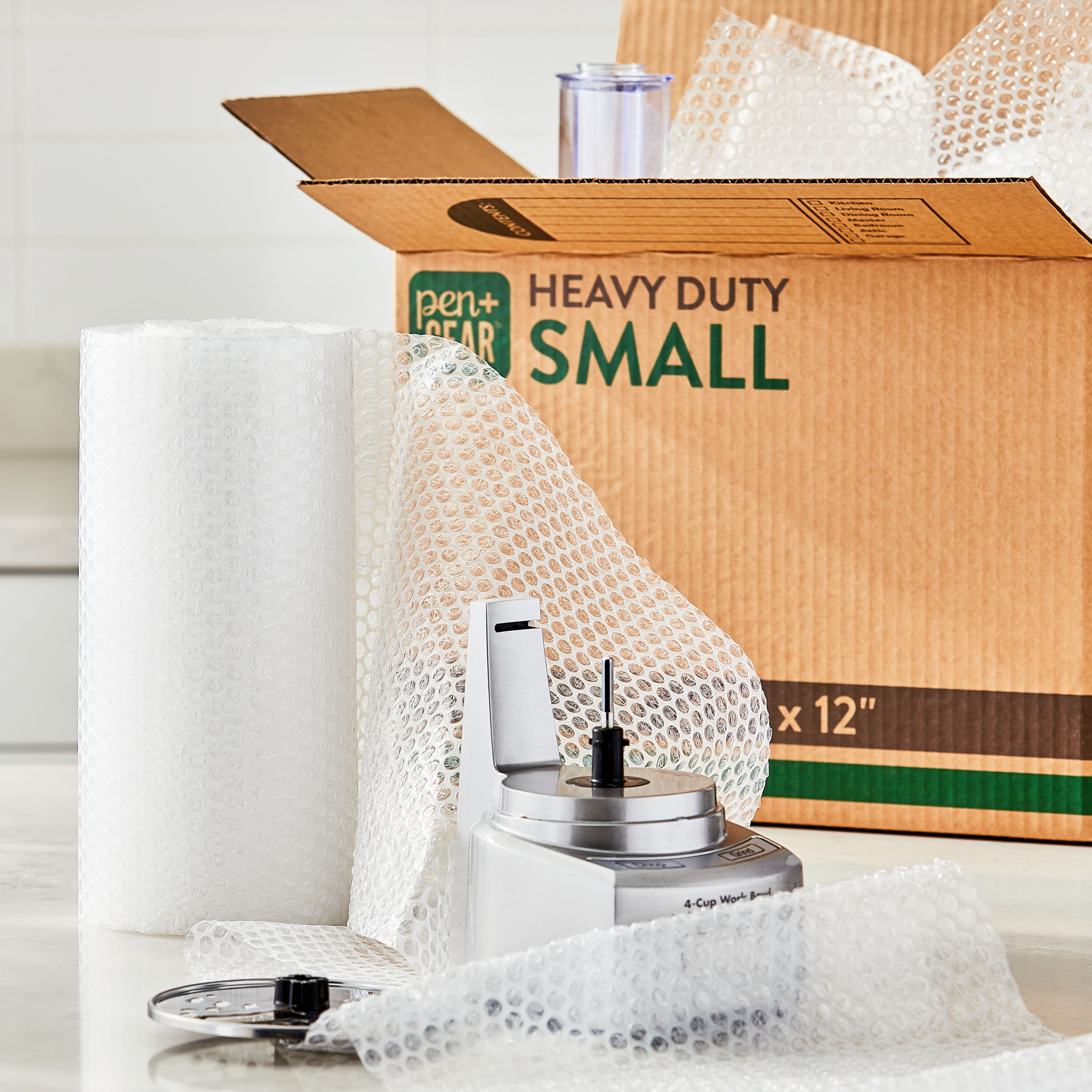 Pen+Gear Bubble Wrap Roll 12" x 50' with 3/16" Small Bubbles