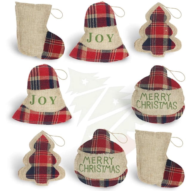 8pcs colgante de Navidad 2pcsA redondo 2pcsB calcetines 2pcsC árbol 2pcsD triángulo Xemadio DCF363