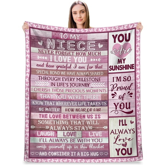 Best Niece Gifts from Aunt Uncle, Gifts for Niece, Niece Birthday Gifts, Niece Gift for Mothers Day Graduation Christmas, Niece Throw Blanket 60"X 50"