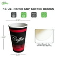 thumbnail image 3 of [100 Pack] 16oz Classic Durable Disposable Paper Coffee Hot Cups For Hot/Cold Drink, Coffee, Tea, Cocoa, Travel, Office, Home, Cider, Hot Chocolate, To go, by EcoQuality (16 ounce), 3 of 6