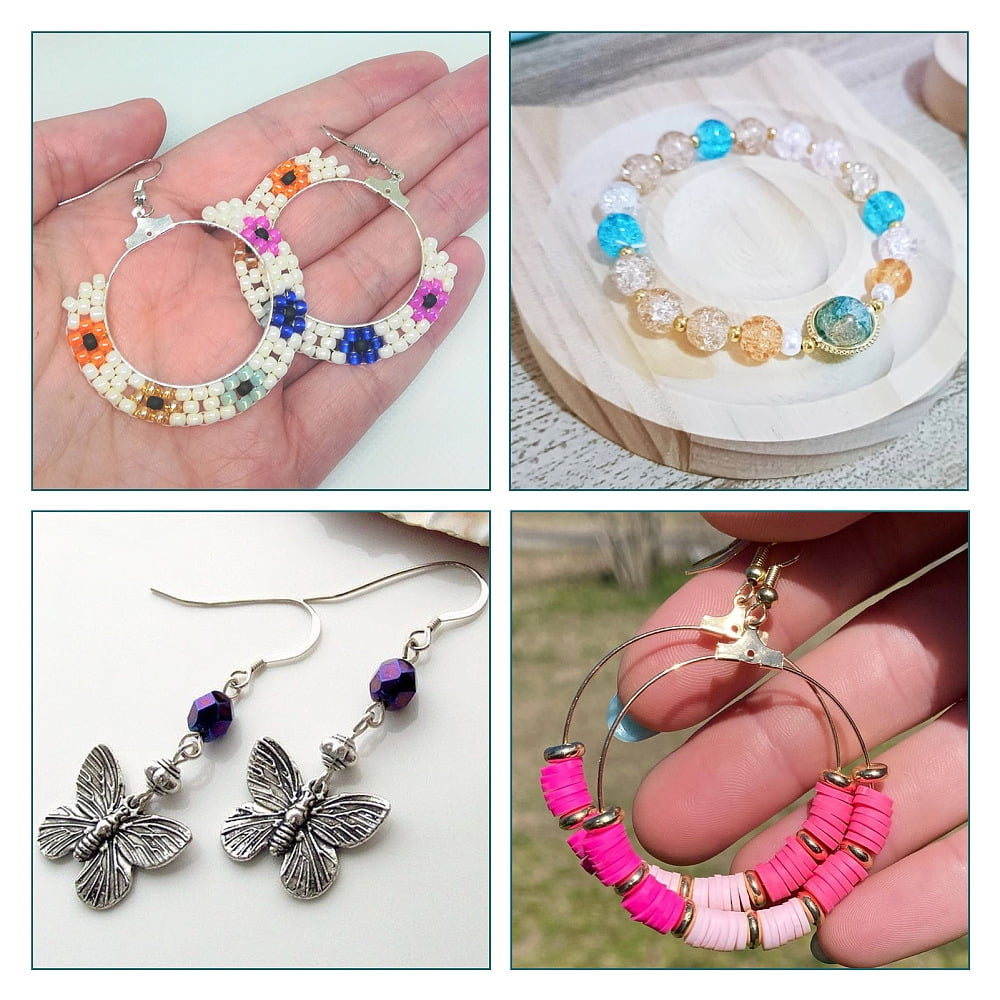 1Box DIY Earring Making Finding Kit Including Iron Ring Wire Pendants Alloy Bead Frames Plastic Ear Nuts Golden & Silver 690Pcs/box